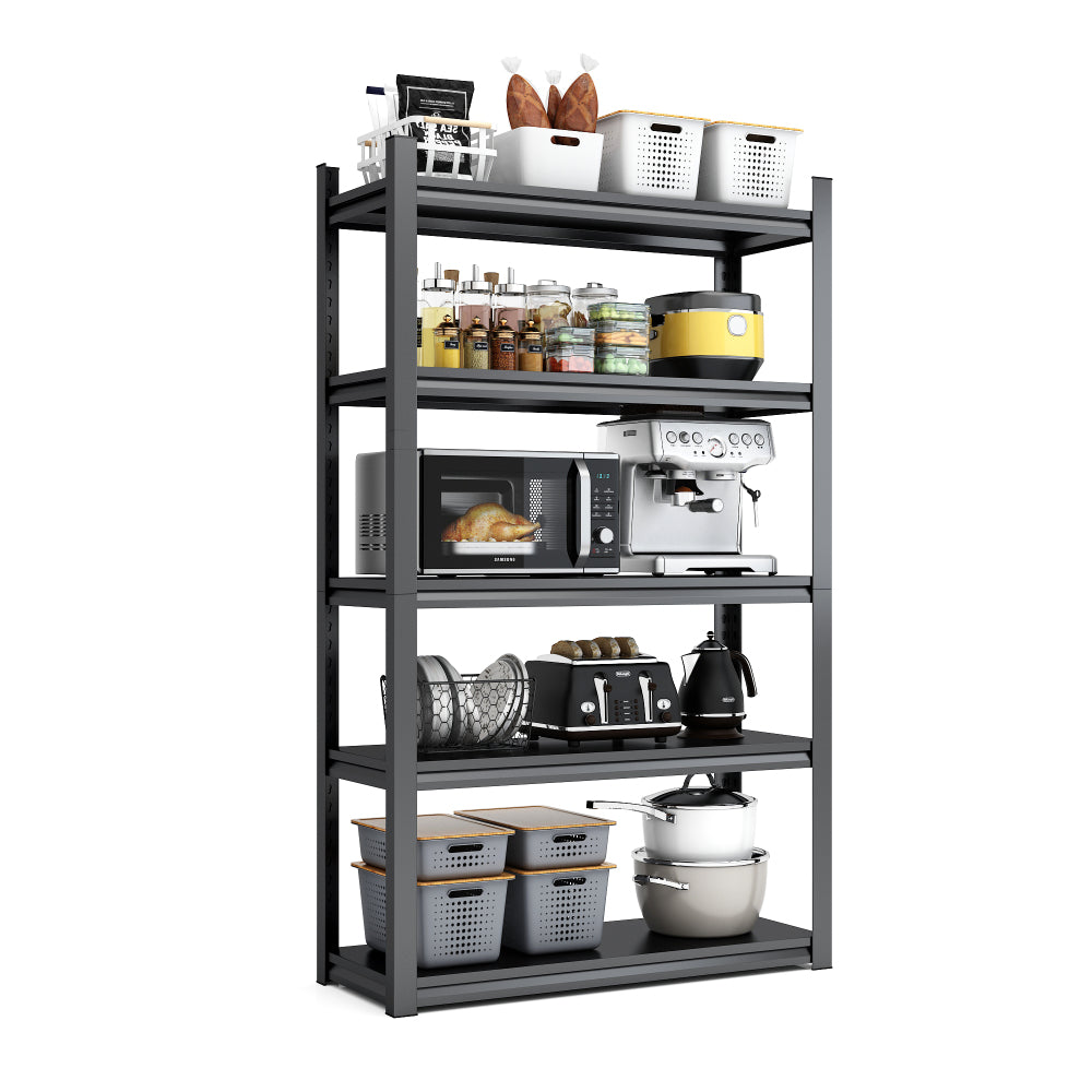 78"H 5 Tier Adjustable Shelving with Pegboard and Wheel, Heavy Duty Storage Shelves, Metal Shelving Unit Multipurpose Shelf  for Warehouses, Garages, Offices, Bedrooms, Kitchens, 18"D*47.2"W*78"H