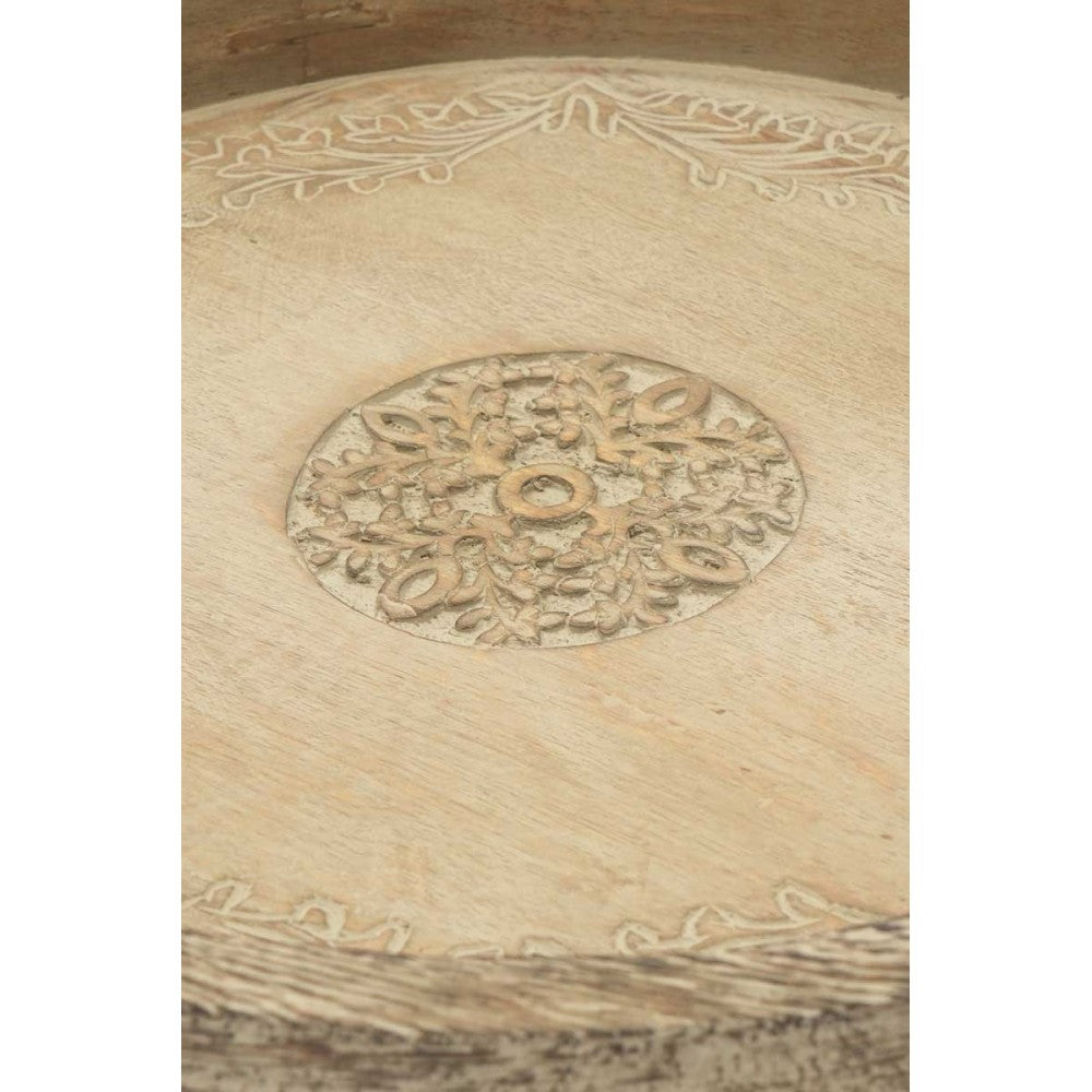 Round Mango Wood Serving Tray - 18" Rustic Brown Design for Stylish Entertaining
