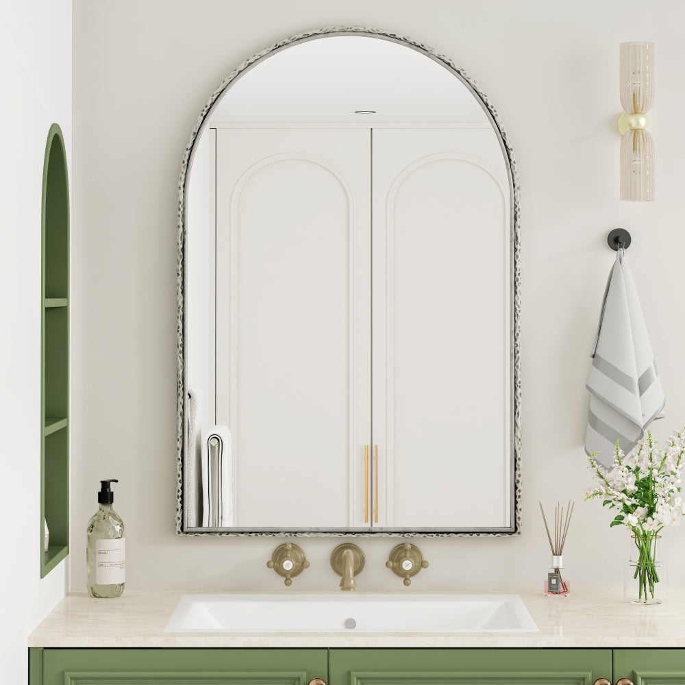 Arched Mirror,Wall Mirror for Bathroom,Vanity Mirror or Wall Decor Arch Mirror for LivingRoom Bedroom Entryway,Silver