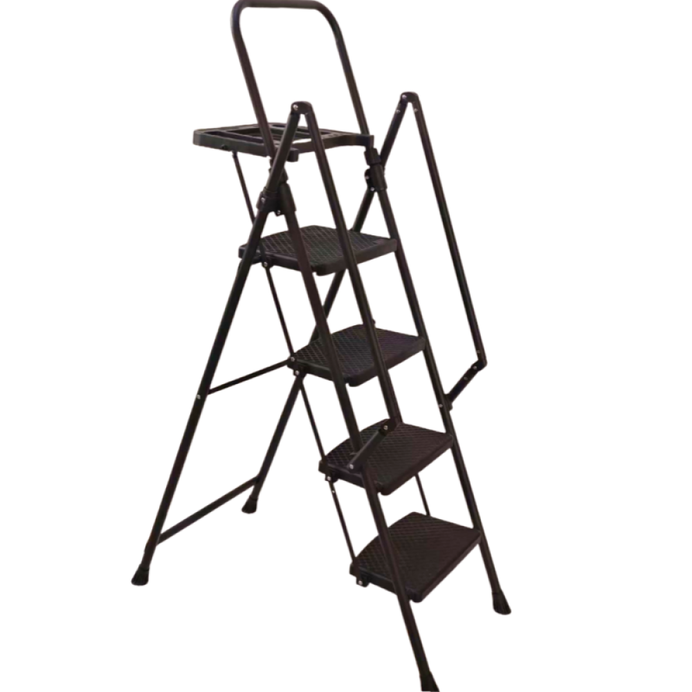 4 Step Ladder, Folding Step Stool with Non-Slip Wide Pedals, Soft Handle, Non-Slip Feet, Sturdy Steel Construction, 440 lb Capacity Steel Ladder, Suitable for Home & Office