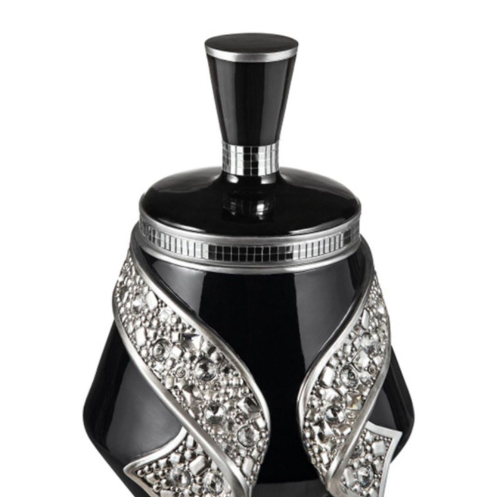 14" Tall Polyresin Decorative Jewelry Box "Stellaire", Black and Silver finish
