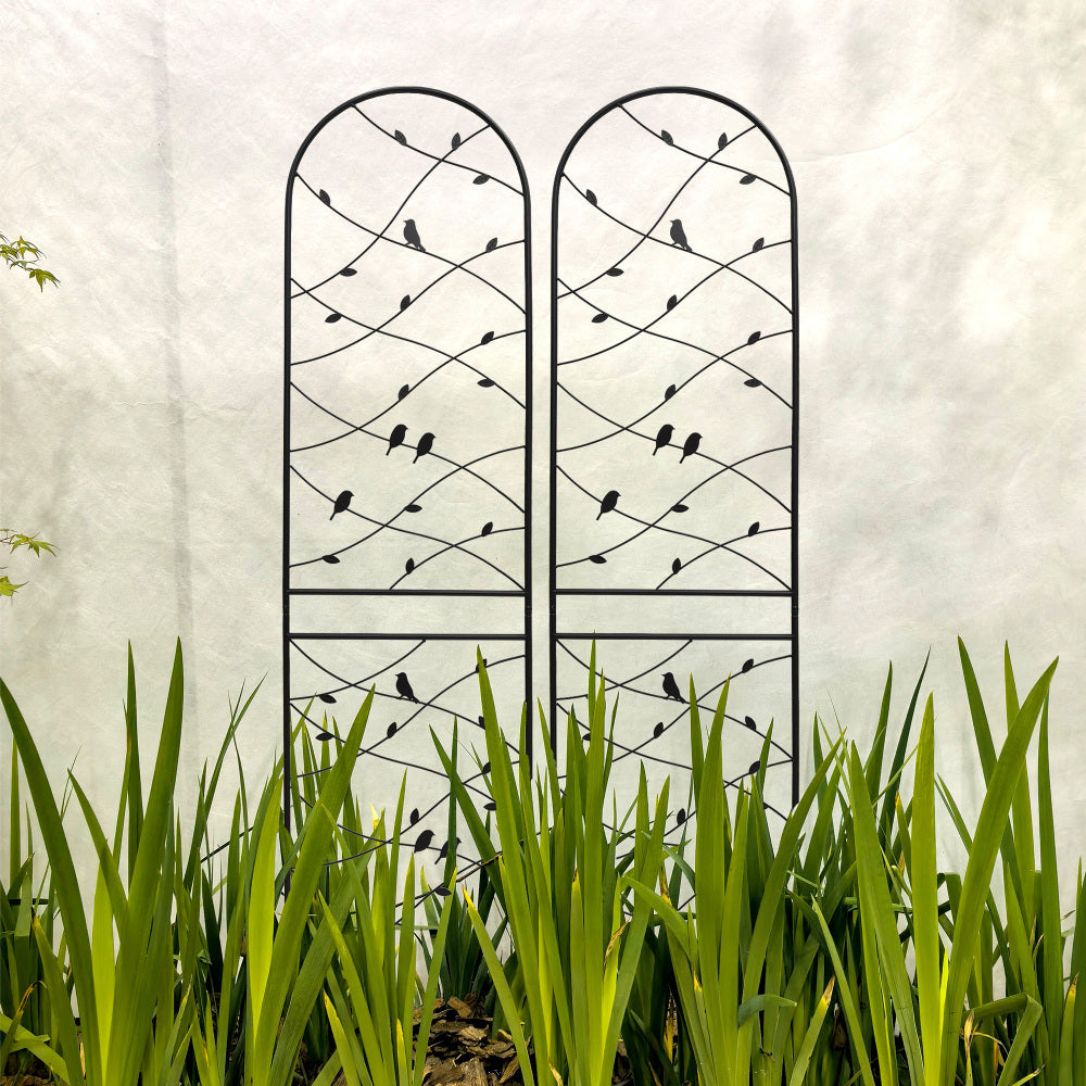 2 Pack Metal Garden Trellis 86.7" x 19.7" Rustproof Trellis for Climbing Plants Outdoor Flower Support Bird Deco Black