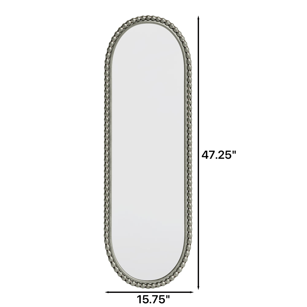 Iron Art Oval Retro Mirror, Antique Effect,Wall Hanging,Suitable For Living Room,Bedroom, Entrance (Silver)
