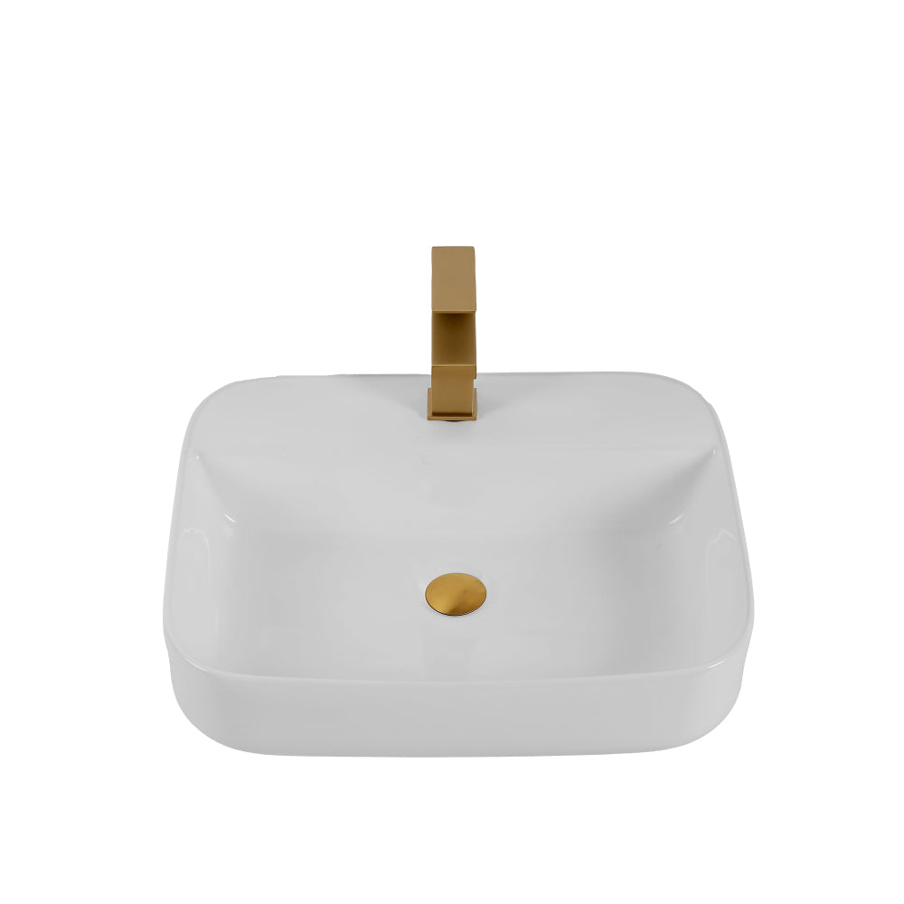 Bothwa Home Rectangular Countertop Ceramic Wash Basin (White Finish) CUPC Certified