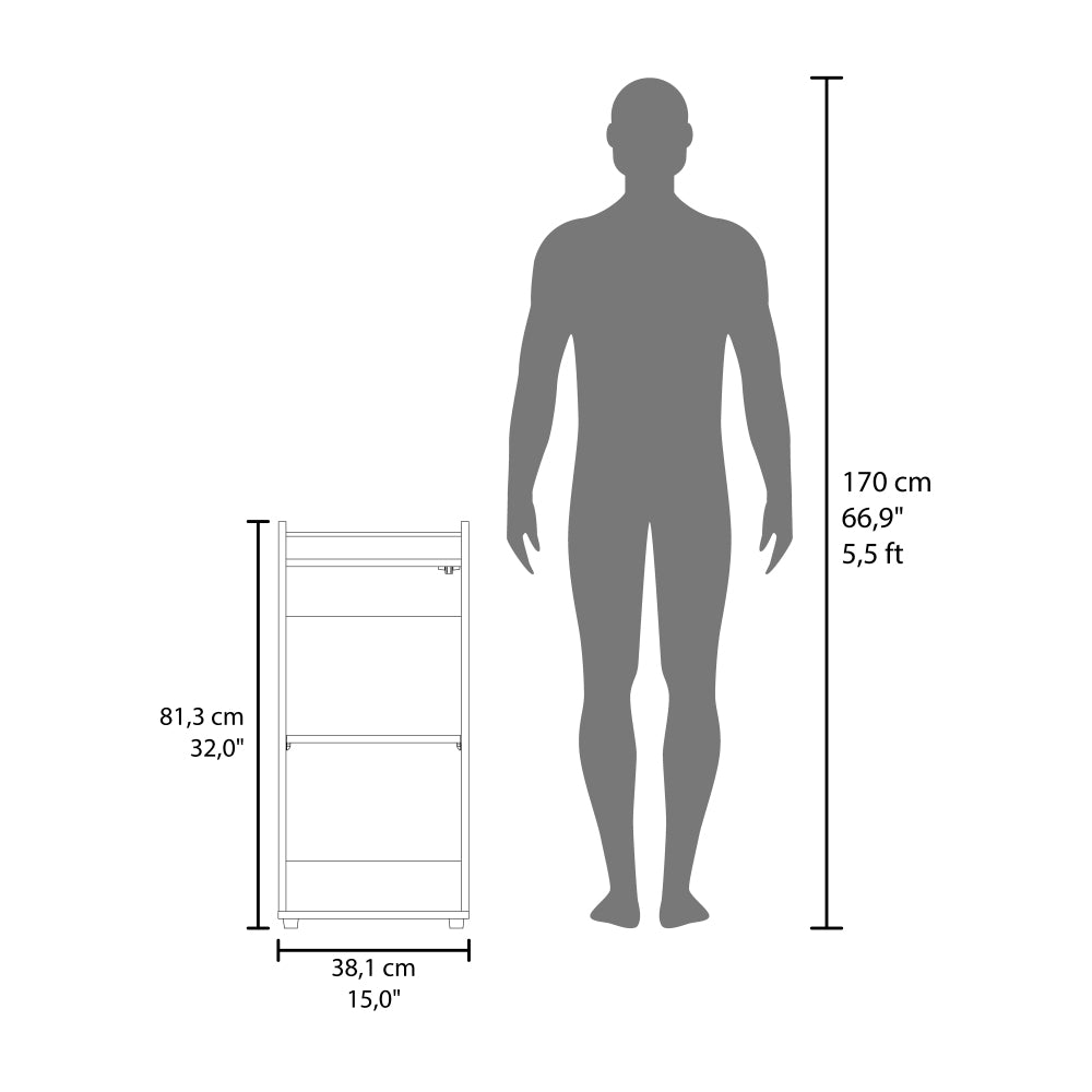 Bar Cabinet, 1 Glass Door, 3 Shelves, White