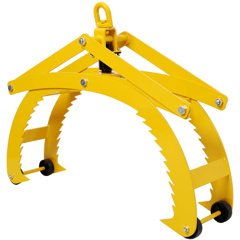 Automatic Grip and Release Log Tongs, 360° Swivel Lifting Tongs with 4 Claws 25" Open, 3300 LBS Load Capacity, Fit For Forklift, ATV, Tractor and so on. Yellow Color