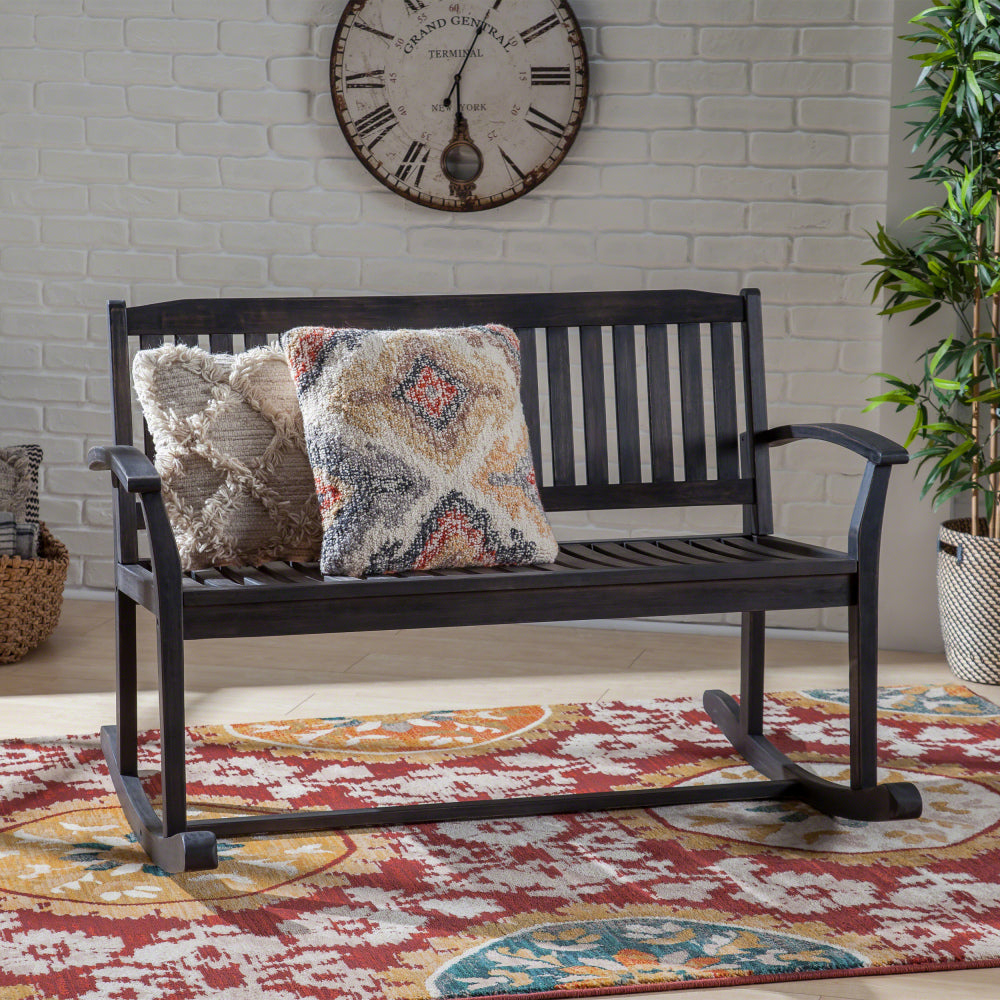 Baxter Rocking Loveseat  Acacia Wood