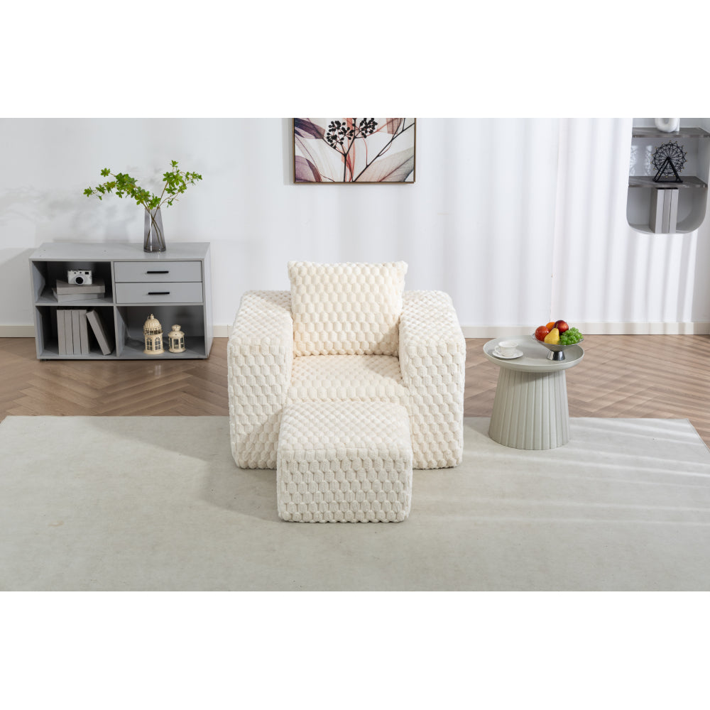 Lingge corduroy compression sofa with Ottoman-33006