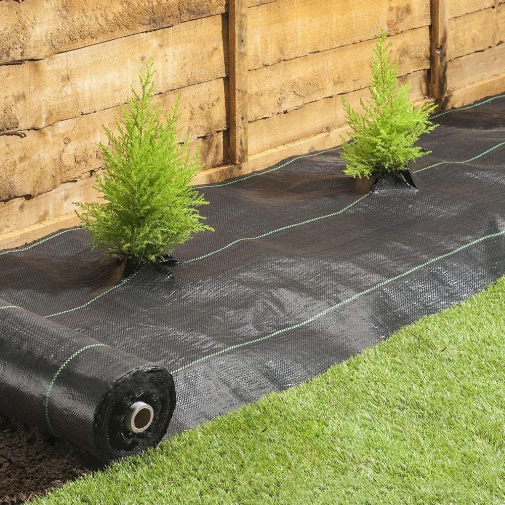 3 ft. x 50 ft. 3.0 oz. Black Woven Polypropylene Weed Barrier Fabric - Heavy Duty Landscape Fabric for Garden, Patio & Weed Control