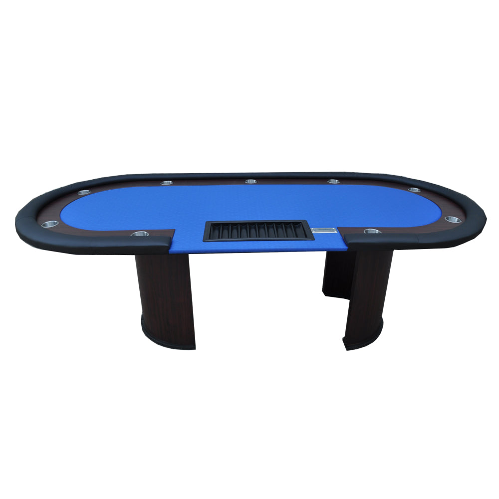 96" Poker Table Model 16367 with U Shape Legs, Drox Box, Chips Tray Blue