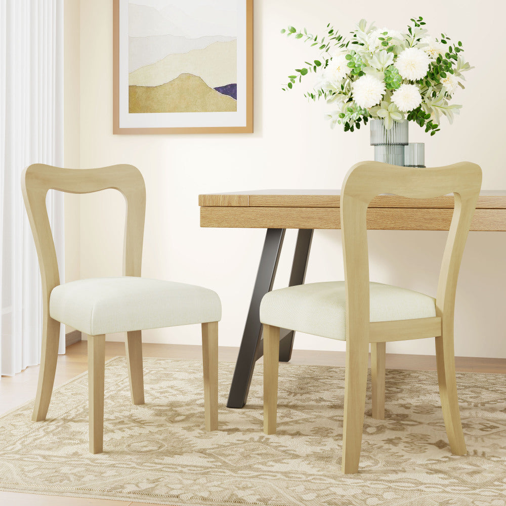 Dining Chair Without Arm(light ash+beige) Set of 2