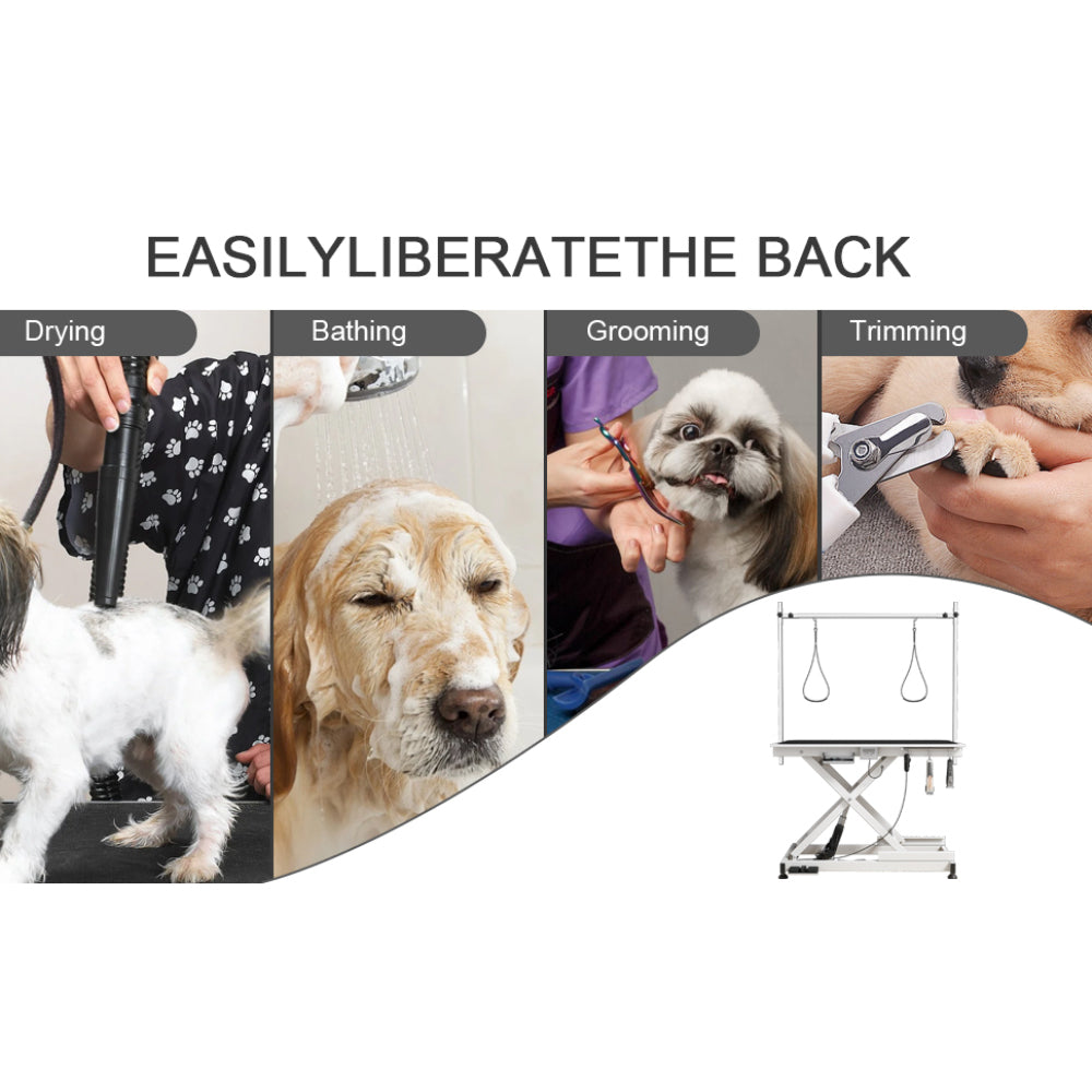 super Deluxe electric pet grooming table, 110V/220V professional groomer recommend Adjustable height from 9.4" to 39.37" WHITE COLOR