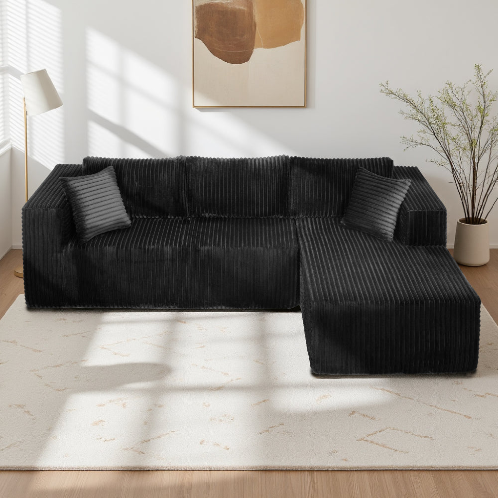 105" L-Shaped Modular Compression Sofa, Plush Upholstery, All-Foam Structure (No Springs), Vacuum-Packed, Space-Saving for Living Room, Bedroom, Apartment  (Left Chaise)