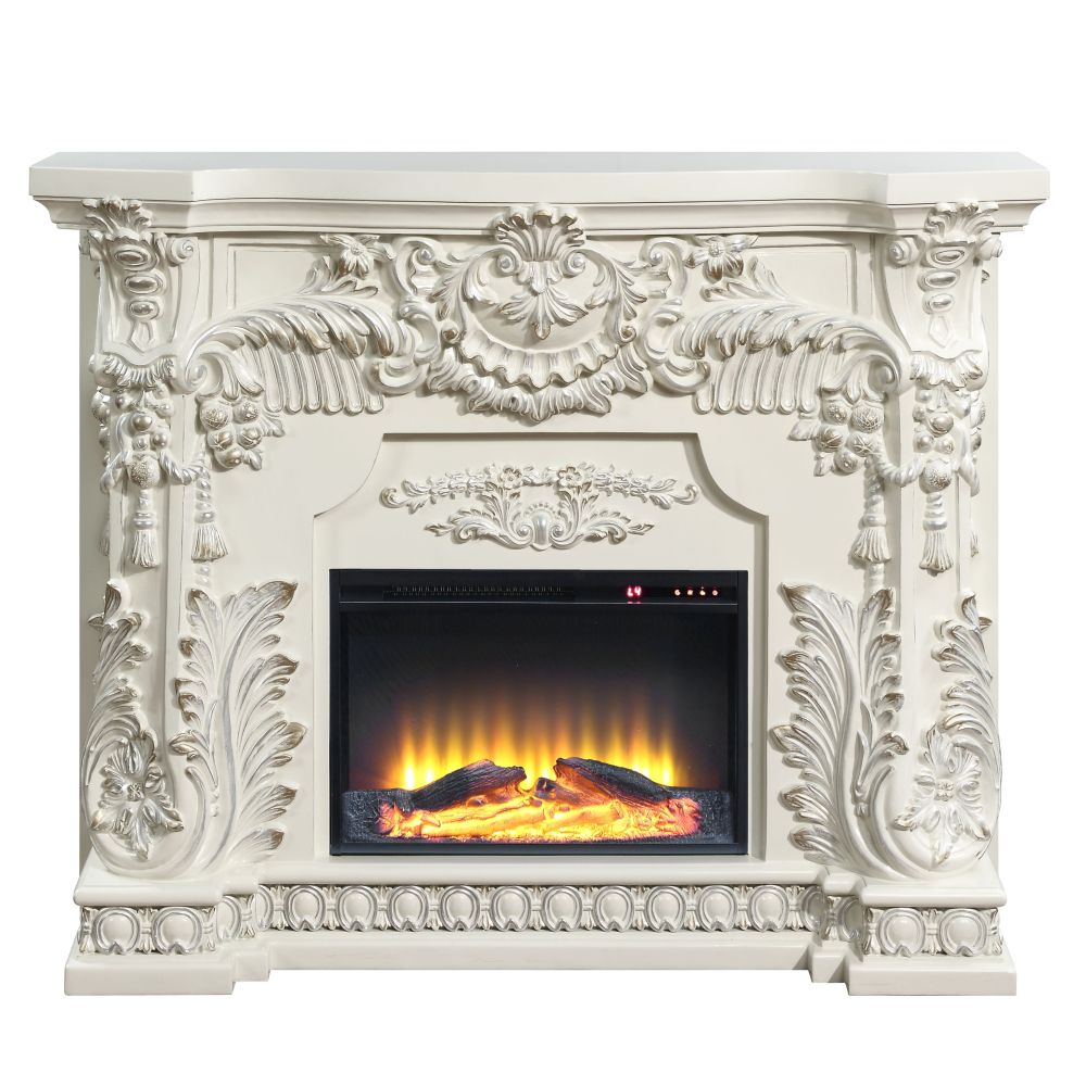 Adara Antique White Finish Fireplace
