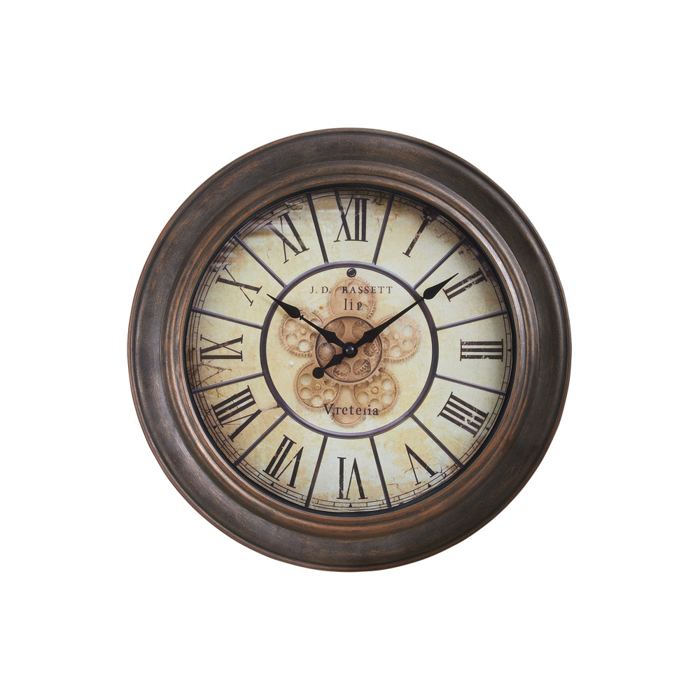 Clocks, 15" Round, Wall Clock, Antique Brown, Transitional