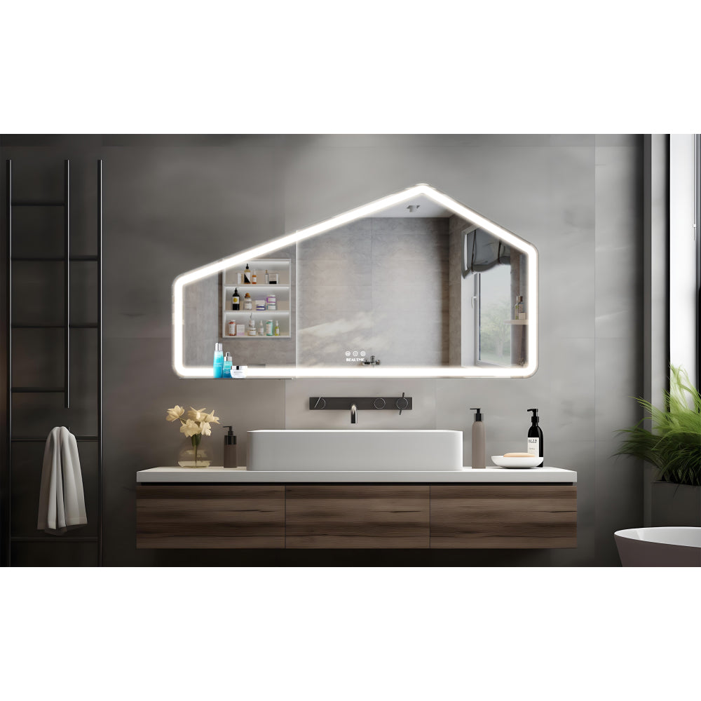 52*28 inch LED Bathroom Vanity Mirror Wall Mounted Adjustable White/Warm/Natural Lights Anti-Fog Touch Switch with Memory Modern Smart Large Bathroom Mirrors