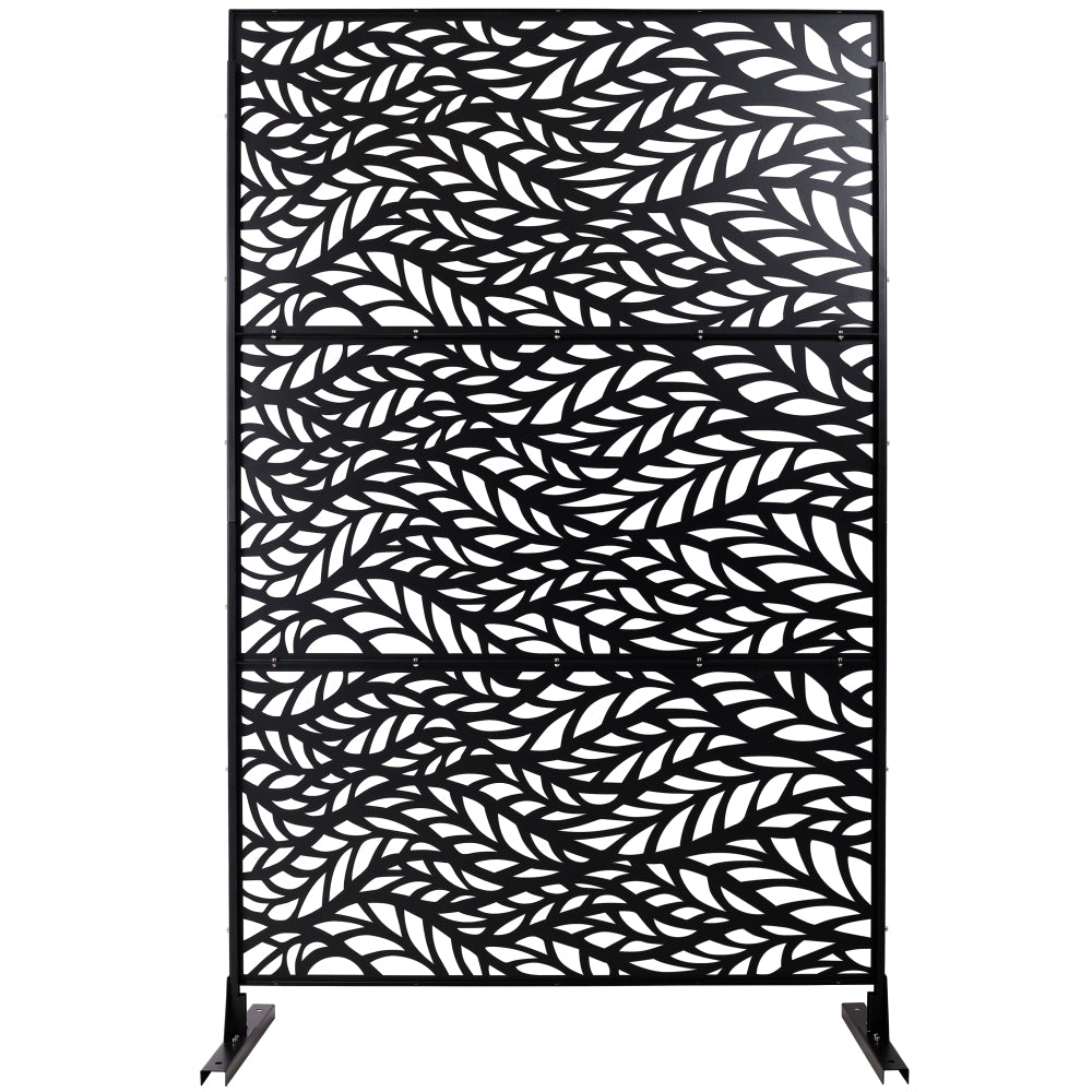 Outdoor & Indoor Privacy Screen Metal Privacy Screen 76" H×48" W, Freestanding Decorative Privacy Screen for Deck Balcony Patio, Privacy Fence Panels for Outside Lawn Garden PS110 BLACK