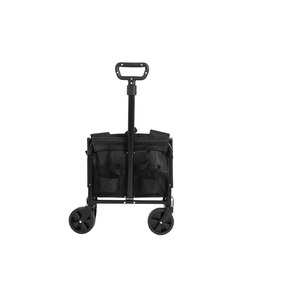 Lightweight Portable Heavy Duty Folding Beach Wagons with Wheels - Outdoor Utility Carts for Grocery, Camping, Shopping, Sports, Garden with Large Capacity-Black