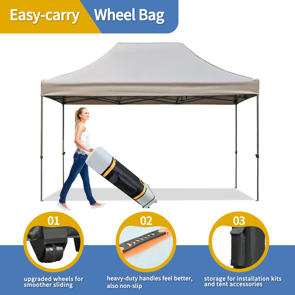 TREXM 10x15 Pop Up Canopy Tent, Heavy Duty Party Tent with 4 Sidewalls UV Waterproof Protection, 3 Height Adjustable Outdoor Canopy Tent for Weddings, Events, and Backyard Gatherings, Khaki