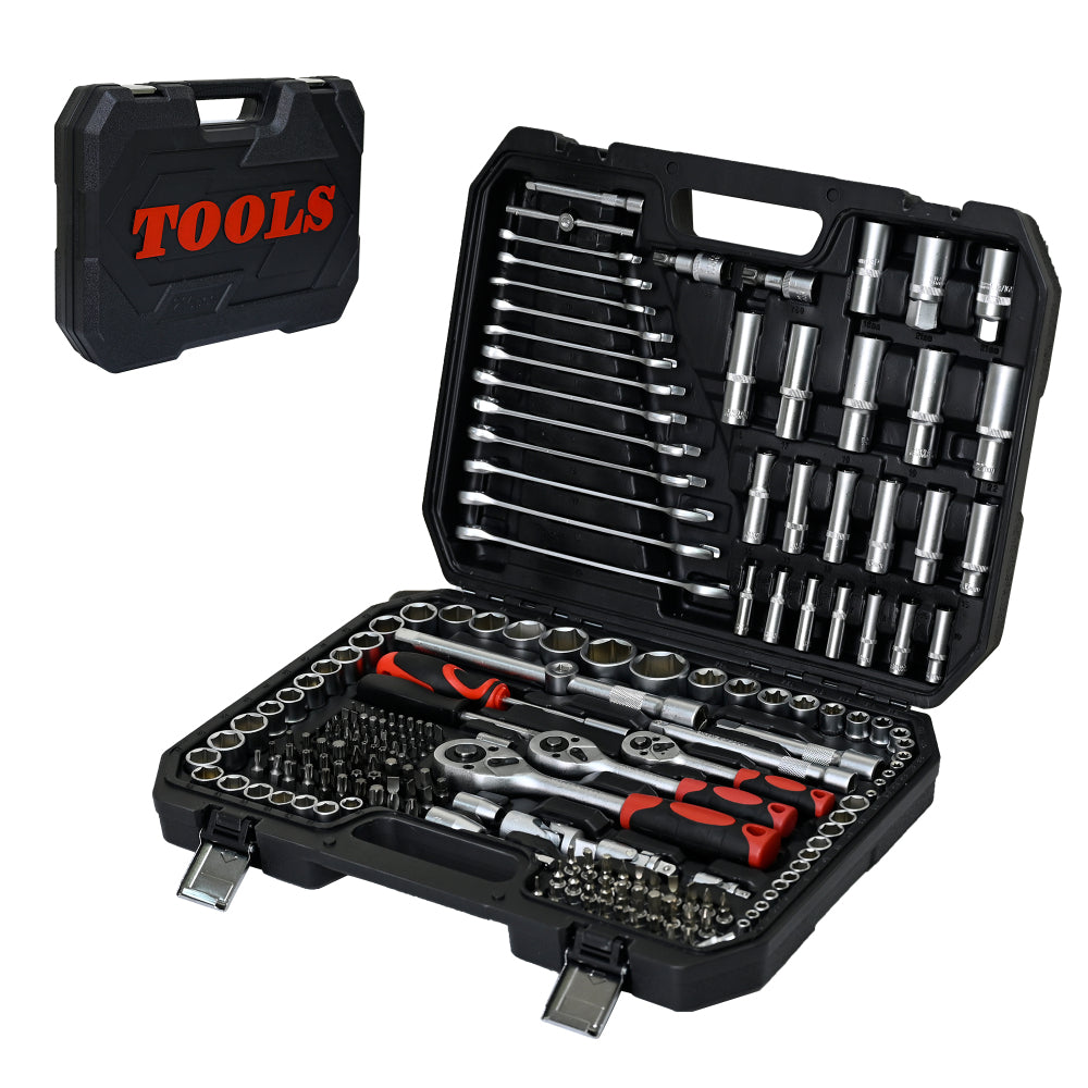 Tool Kit and Socket Wrench Set 216pcs - Basic Portable Manual Repair Tool Set for Home Use, Includes Case and Ratchet Wes and Wrenches, Suitable for Men and Women