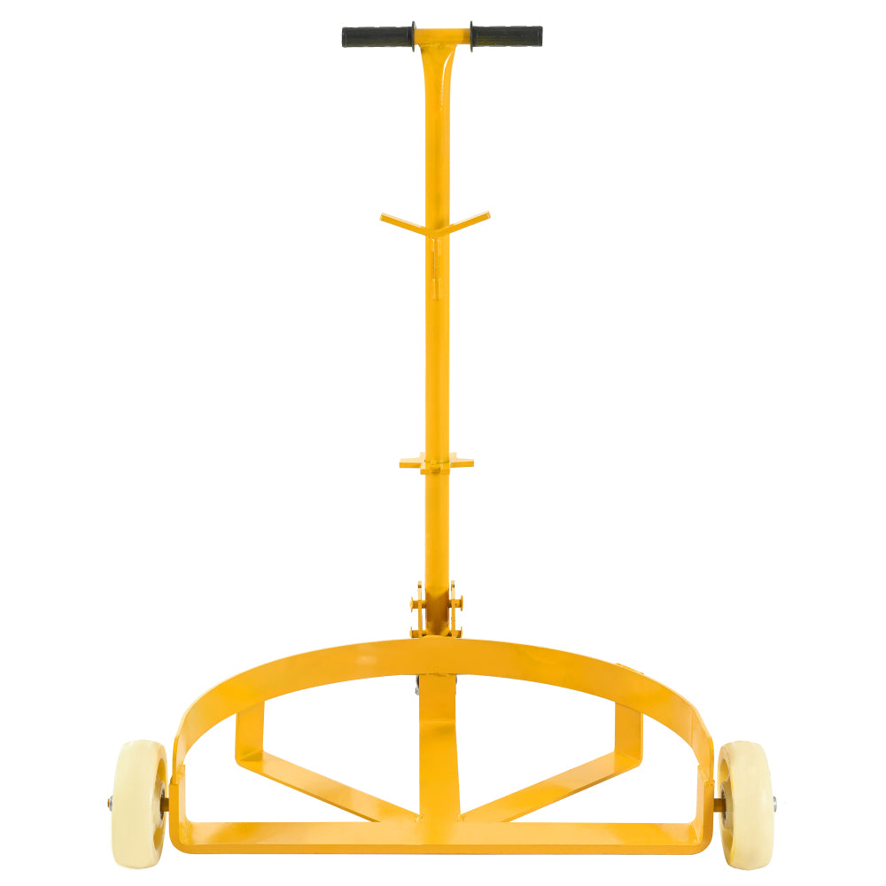 55 Gallon Drum Dolly, 1200lbs capacity, with 2 fixed PU Wheels and 1 swivel wheel - Low Profile Steel Oil Drum Caddy Oil Barrel Drum Roller Hand Cart