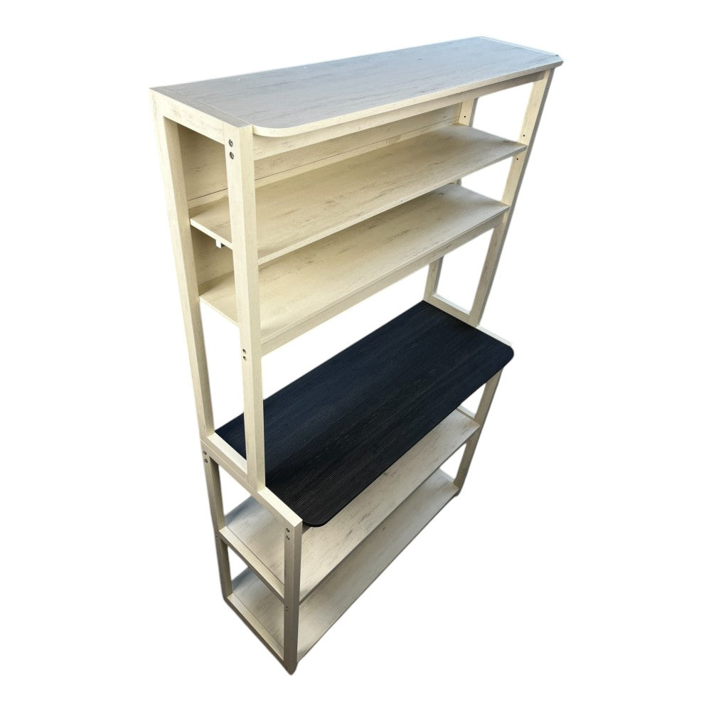 39.37" White and Black color 5-Tier Bakers Rack for Kitchen with Storage, Coffee Bar, Kitchen Shelves,  Microwave Stand