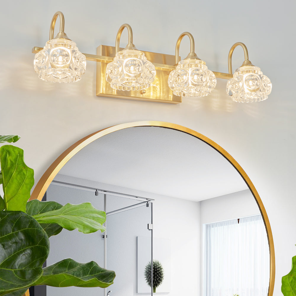29" Nickel Finish Vintage Crystal Vanity Light - Elegant 5-Light Bathroom Mirror Fixture with Clear Glass Shades (No Bulbs)