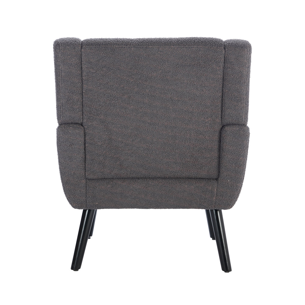 Modern Soft Teddy  Material Ergonomics Accent Chair Living Room Chair Bedroom Chair Home Chair With Black Legs For Indoor Home-Grey Teddy Fabric