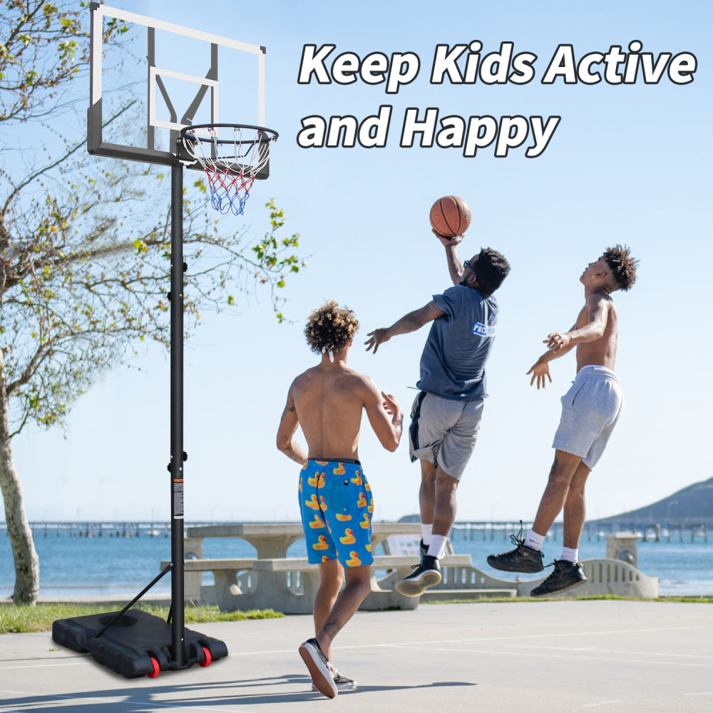 Use for Outdoor Height Adjustable 5.7 to 10ft Basketball Hoop 44 Inch Backboard Portable Basketball Goal System with Stable Base and Wheels