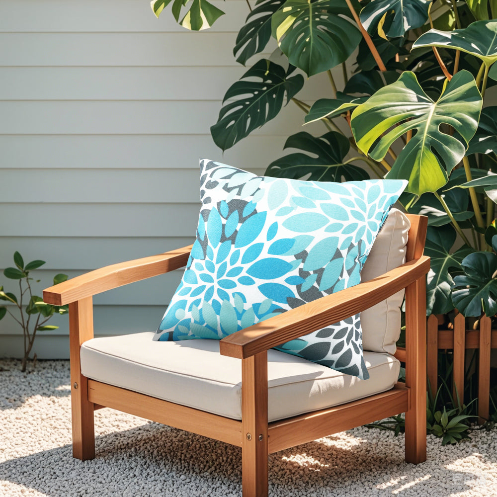 2 Pack Outdoor Throw Pillows, Waterproof & Fade-Resistant Patio Cushions for Garden, Porch, Poolside Furniture - Soft & Comfortable Decorative Pillow Covers (18x18 Inch, Blue)