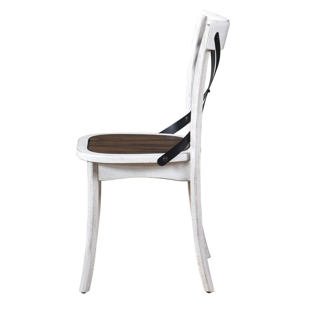 2 Pieces Set Dining Side Chair Rustic Modern Farmhouse Design Retro Design With Metal X Design