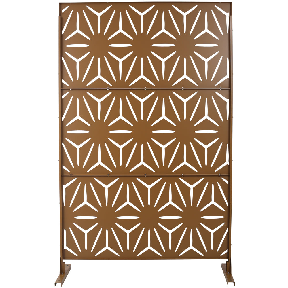 Outdoor & Indoor Privacy Screen Metal Privacy Screen 76" H×48" W, Freestanding Decorative Privacy Screen for Deck Balcony Patio, Privacy Fence Panels for Outside Lawn Garden PS104 BROWN