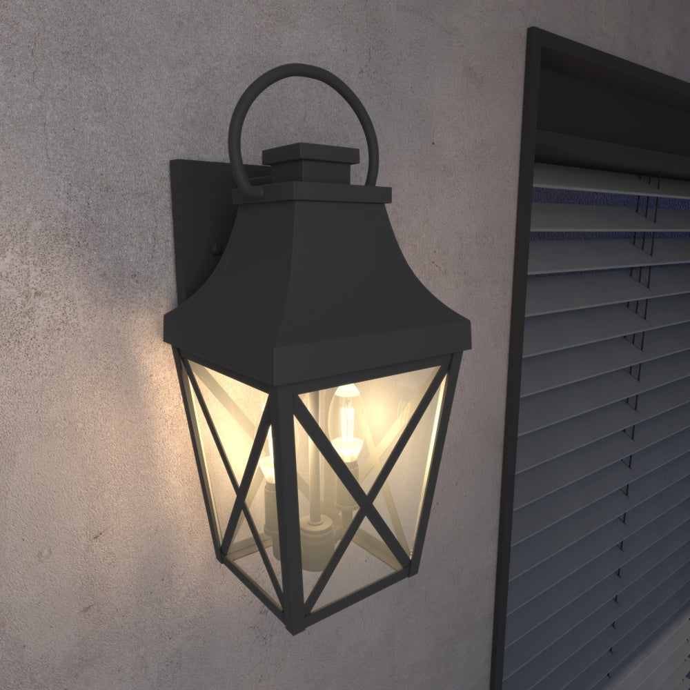 Outdoor Post Light,Lamp Post Light Fixture,Post Lantern with Pier Mount Base,Textured Black,21.3in,Suitable for Gardens, Yards or Entrances (2 pack)