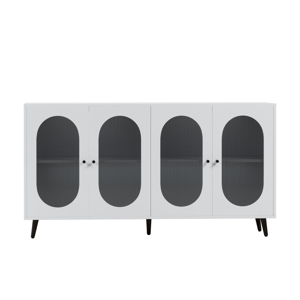 Buffet Cabinet with Storage, 60'' Storage Cabinet with 4 Acrylic Doors, Accent Cabinet, Sideboard Cabinet for Hallway, Entry, Living Room, White