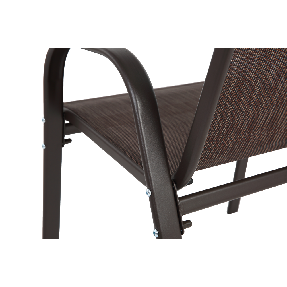 4 Piece Patio Chairs, Outdoor Camping Chairs with Breathable Textilene Fabric, Set of 2 Garden Chairs with Armrest High Backrest for Garden Patio Pool Beach Yard Space Saving ( Brown)
