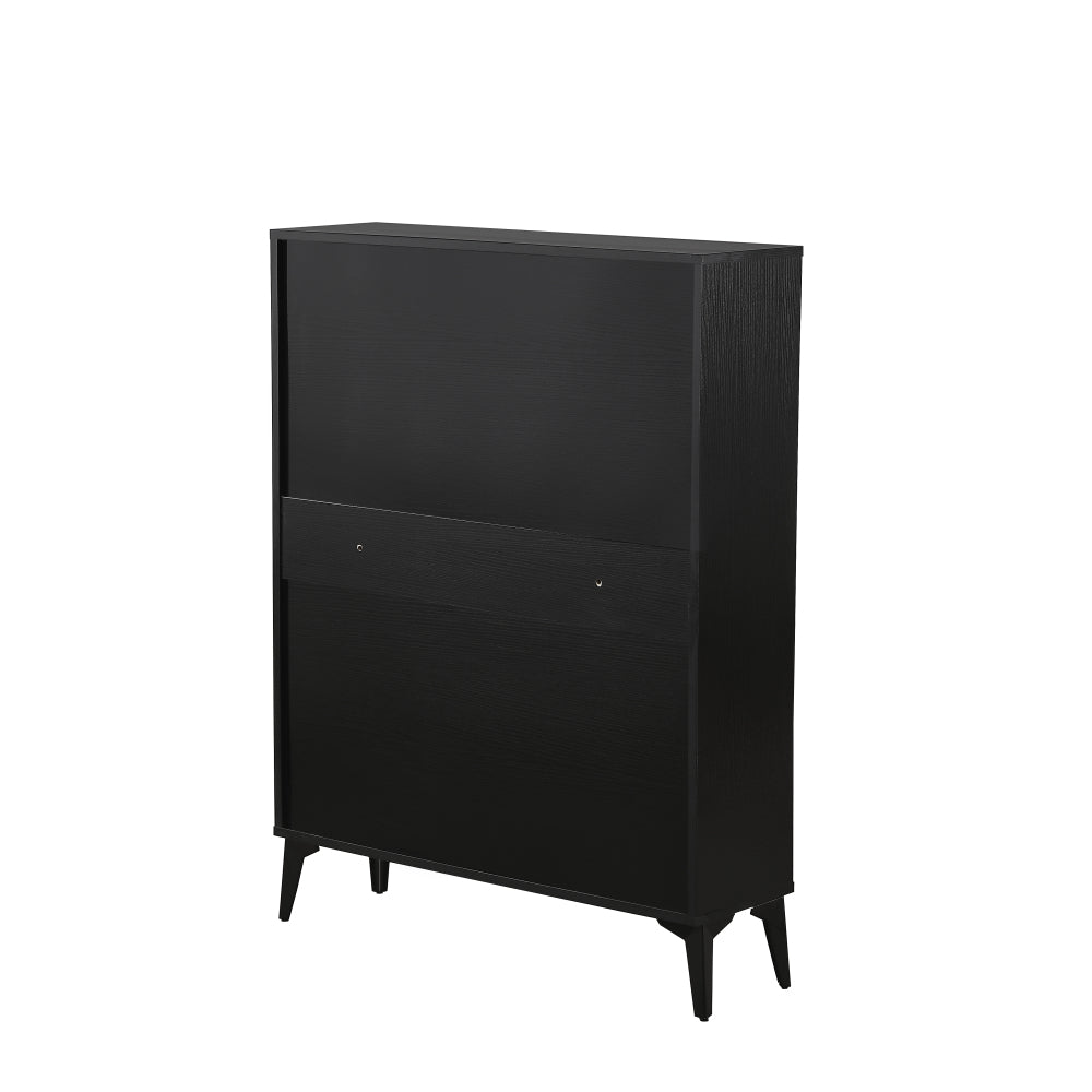 Large size Shoe Cabinet,Free Standing Tipping Bucket Shoe Rack Organizer with 2 Flip Drawers&2 Drawer,Modern Tipping Bucket for Entryway, Hallway, Bedroom-black