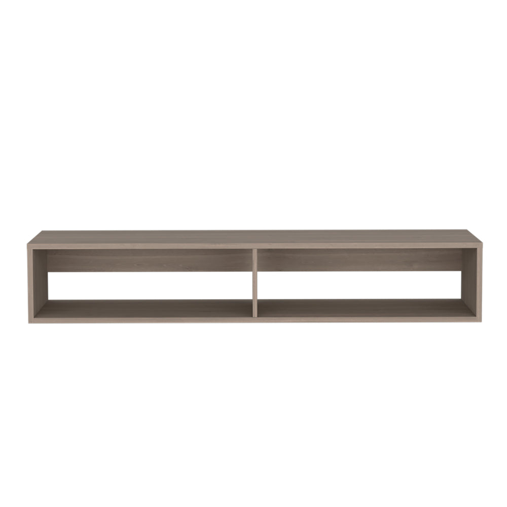 Warrior 59" Floating Tv Stand with Two open shelves, media compartments and cable management Light Gray