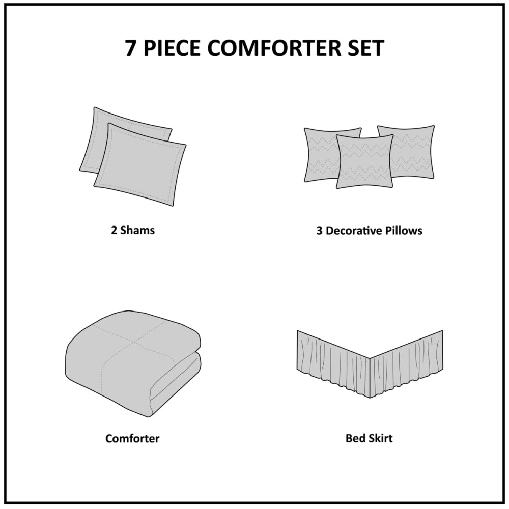 7 Piece Tufted Comforter Set Taupe King
