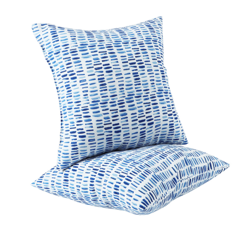 2 Pack Outdoor Throw Pillows, Patio Cushions Simulated Straw Weaving Strip)for Garden, Porch, Poolside Furniture - Soft & Comfortable Decorative Pillow Covers (18x18 Inch,Blue)
