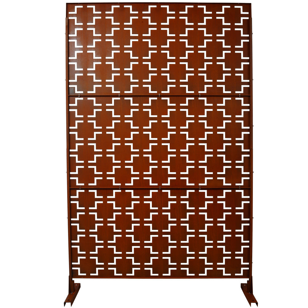 Outdoor & Indoor Privacy Screen Metal Privacy Screen 76" H×48" W, Freestanding Decorative Privacy Screen for Deck Balcony Patio, Privacy Fence Panels for Outside Lawn Garden PS105 RUSTY