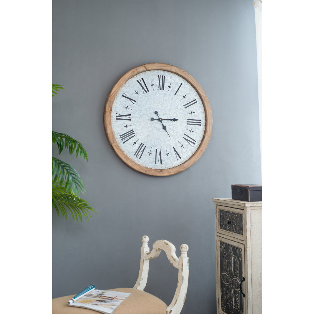 D32.3" Grant Oversized Wall Clock with Fir Wood Frame