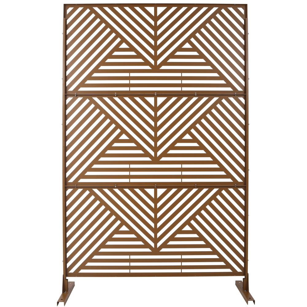 Outdoor & Indoor Privacy Screen Metal Privacy Screen 76" H×48" W, Freestanding Decorative Privacy Screen for Deck Balcony Patio, Privacy Fence Panels for Outside Lawn Garden PS101 BROWN