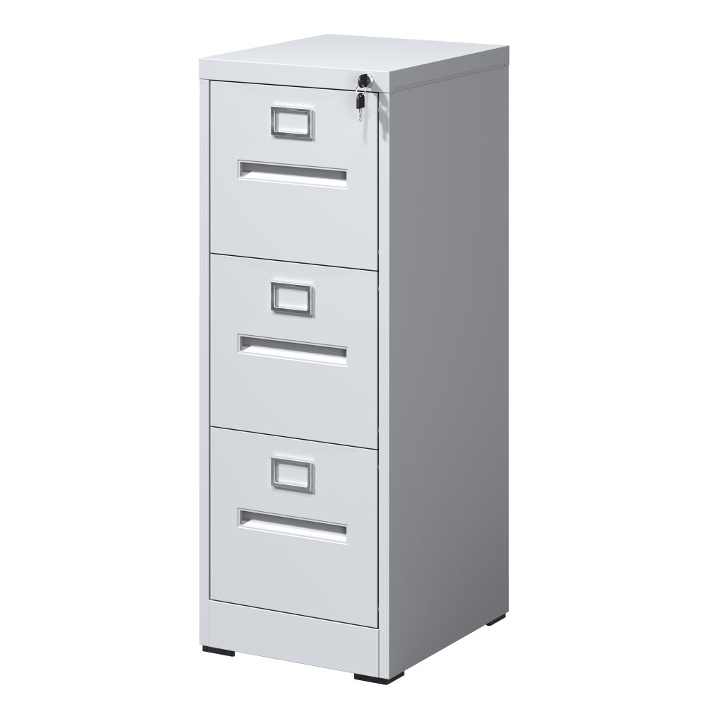3 Drawer Metal Vertical File Cabinet with Lock and Card Slot Office Home Vertical File Cabinet for A4 Legal/Letter Size Narrow File Cabinet Locked,Assembly Required (Black)