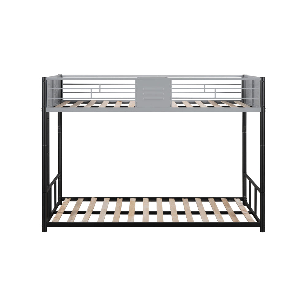 Metal Twin over Twin Bunk Bed with Vent Board/ Heavy-duty Sturdy Metal/ Noise Reduced/ Safety Guardrail/ CPC Certified