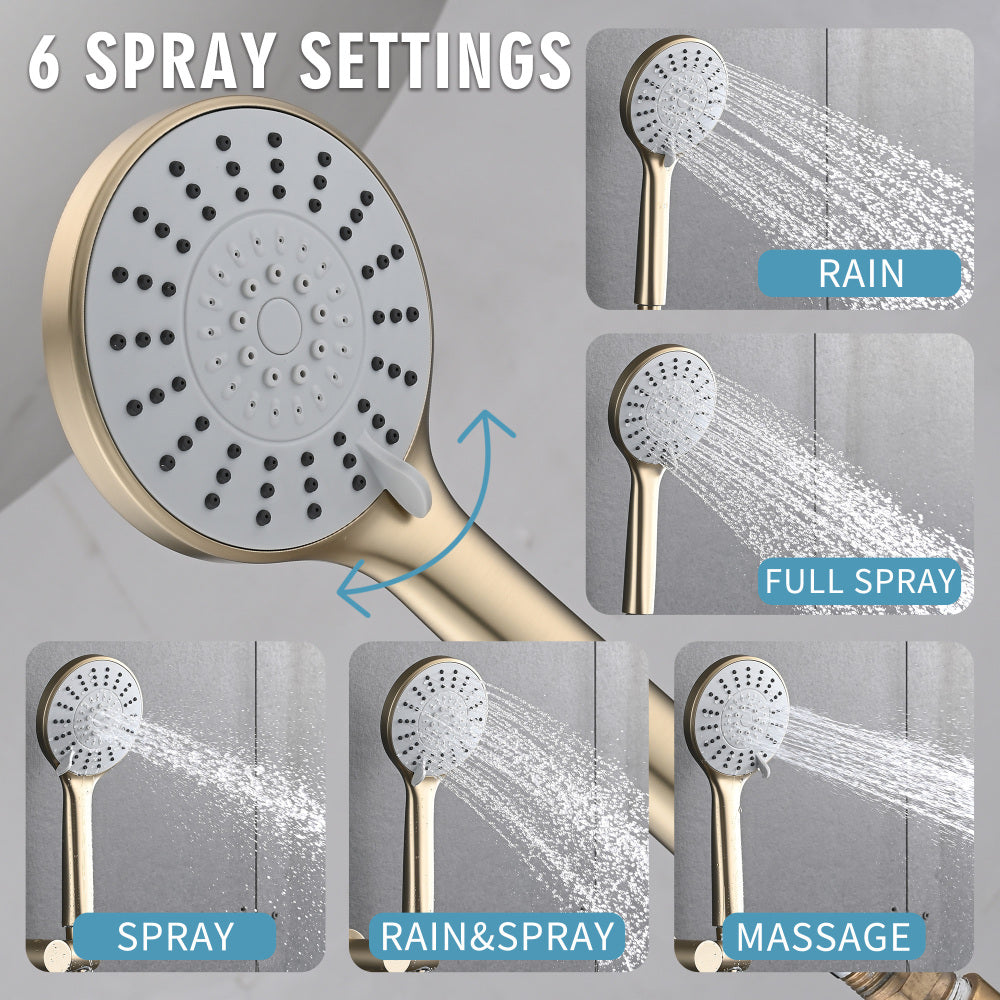 10 Inches Wall Mounted Shower with High Pressure Rain Shower Head and 5-Function Handheld Shower Head
