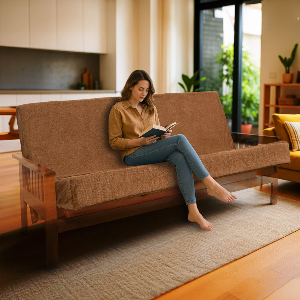 Memory Foam Infused Futon Mattress Full Size – Washable Removable Cover, Heavy-Duty Zipper, Thick Foldable Sofa Bed Cushion for Guest Room, Apartment, Dorm (Frame NOT Included)