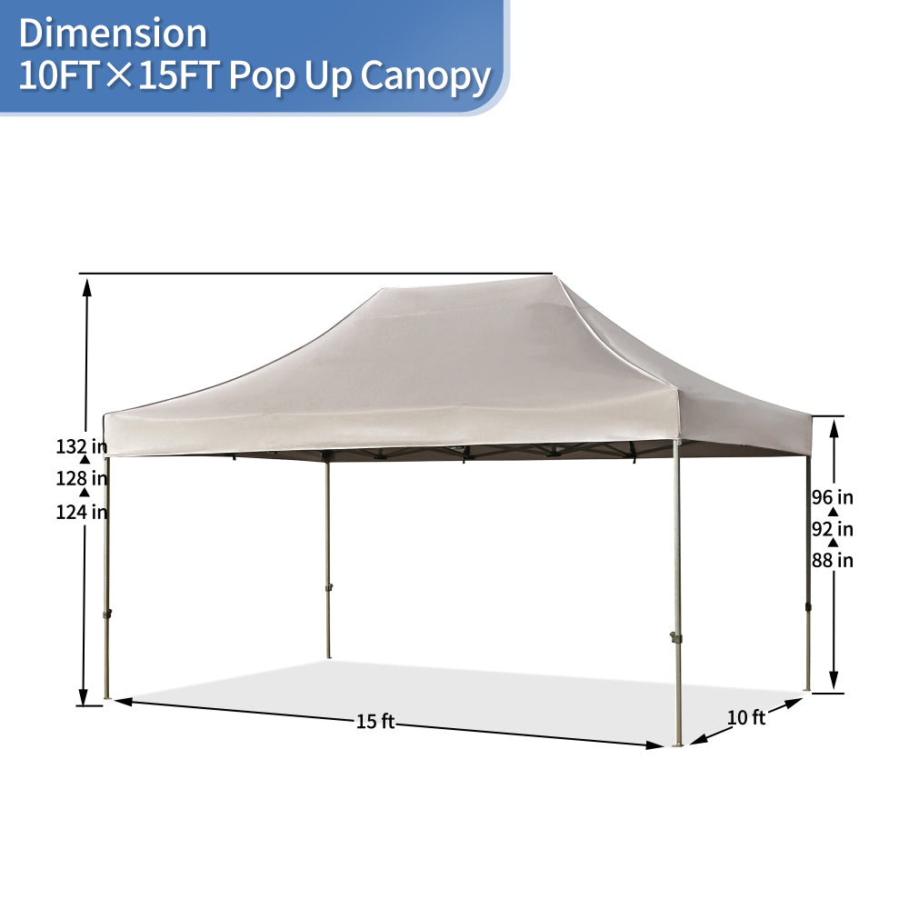 TREXM 10x15 Pop Up Canopy Tent, Heavy Duty Party Tent with 4 Sidewalls UV Waterproof Protection, 3 Height Adjustable Outdoor Canopy Tent for Weddings, Events, and Backyard Gatherings, Khaki
