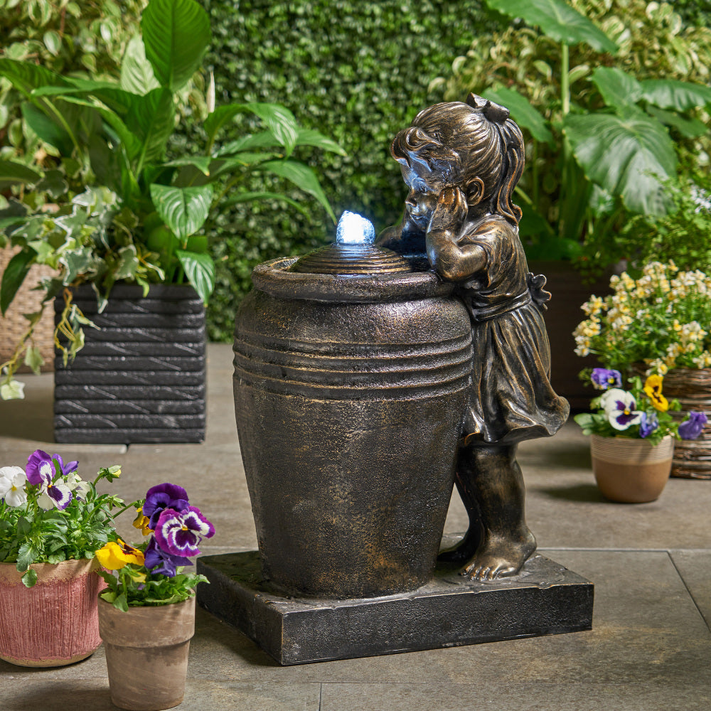ESPERANZA FOUNTAIN Outdoor Weather Resistant Floor Fountain with Light