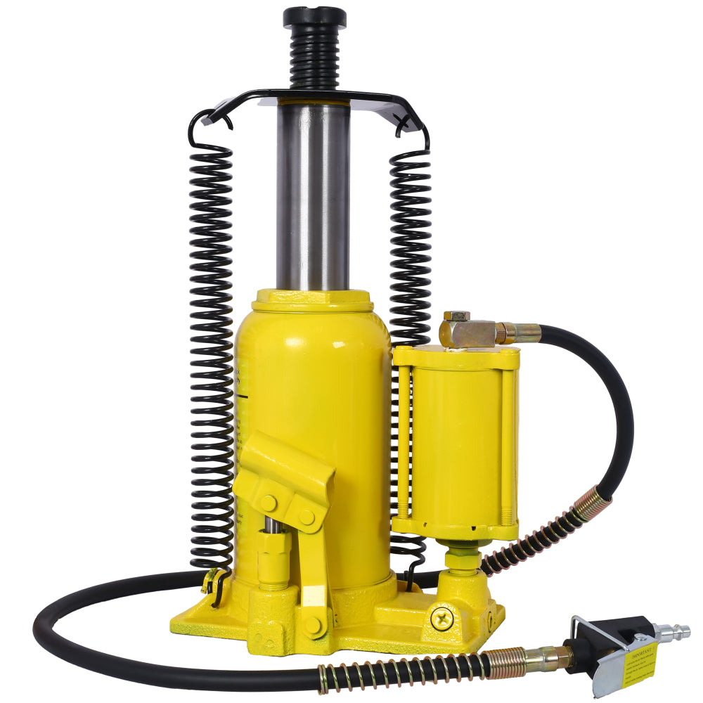 Air Hydraulic Bottle Jack, 20 Ton/44029 LBS All Welded Bottle Jack, 10.2-19.7 inch Lifting Range, Manual Handle and Air Pump, for Car, Pickup, Truck, RV, Auto Repair, Industrial Engineering ,Yellow