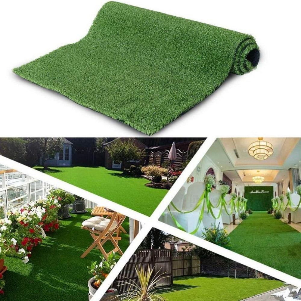 3ft x 32ft Premium Artificial Turf Mat with Drainage Holes. Thick Fake Grass with Rubber Backing, Ideal for Indoor/Outdoor Pet Areas, Garden, Lawn, Patio & Balcony Decor(Grass height 0.6 inches/1.5cm)